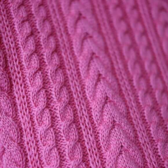 Wainscott VTG Pink Cable Knit Turtle Neck Pullover Sweater Large - Picture 9 of 13